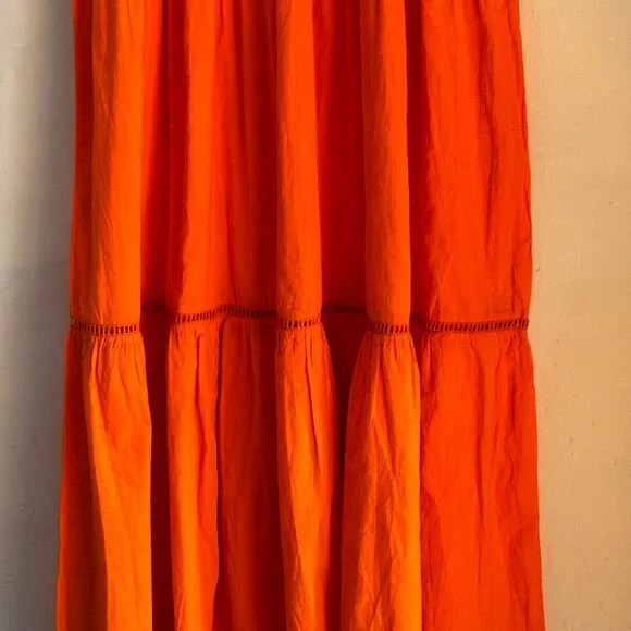 Roberta Freymann Beautiful Bright Orange Summer Maxi  Dress - Picture 9 of 11